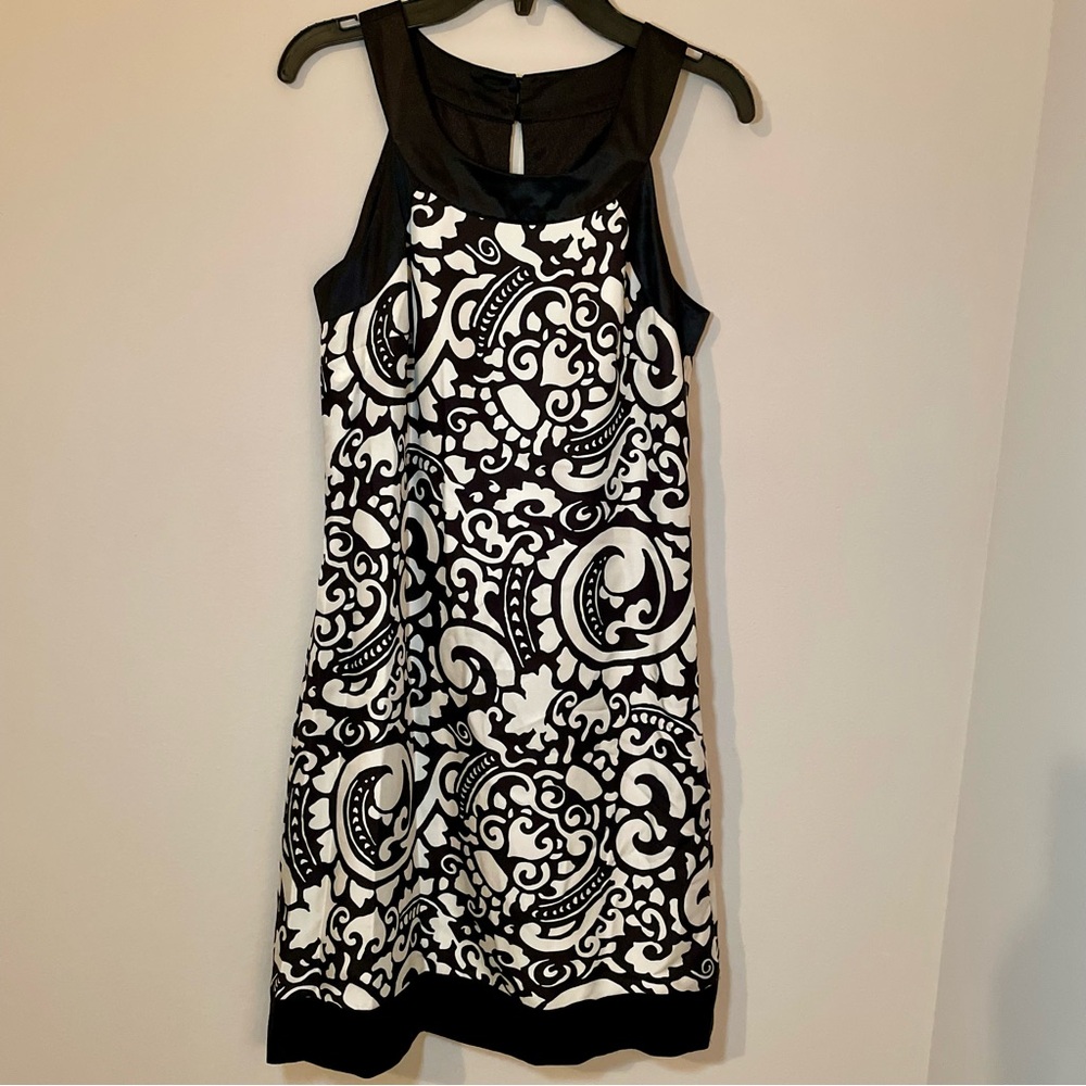 Black and White Silk Patterned Dress